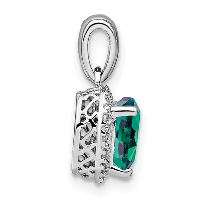 Sterling Silver Created Alexandrite and Real Diamond Pendant