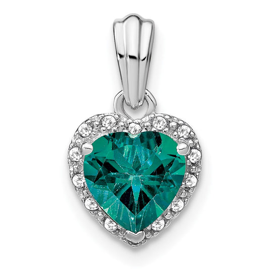 Sterling Silver Created Alexandrite and Real Diamond Pendant