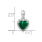 Sterling Silver Created Emerald and Real Diamond Pendant