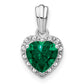 Sterling Silver Created Emerald and Real Diamond Pendant