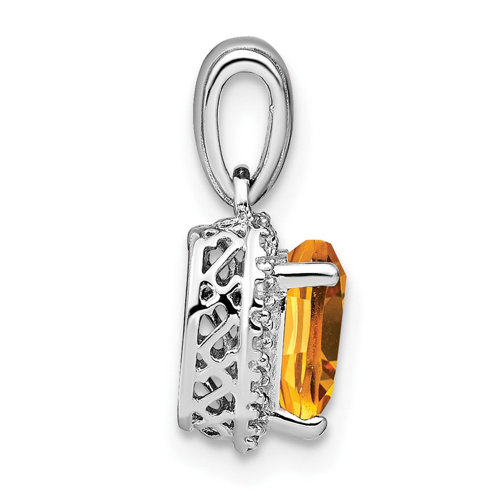 Sterling Silver Citrine and Real Diamond Pendant