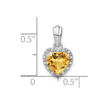 Sterling Silver Citrine and Real Diamond Pendant