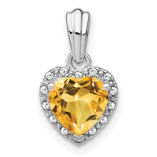 Sterling Silver Citrine and Real Diamond Pendant