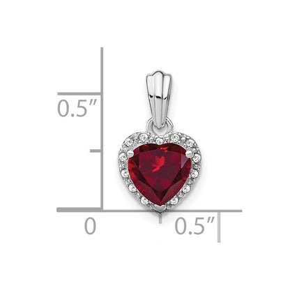 Sterling Silver Created Ruby and Real Diamond Pendant
