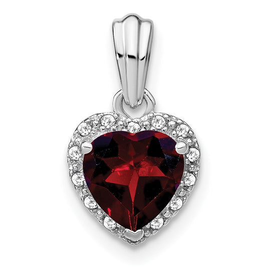Sterling Silver Garnet and Real Diamond Pendant
