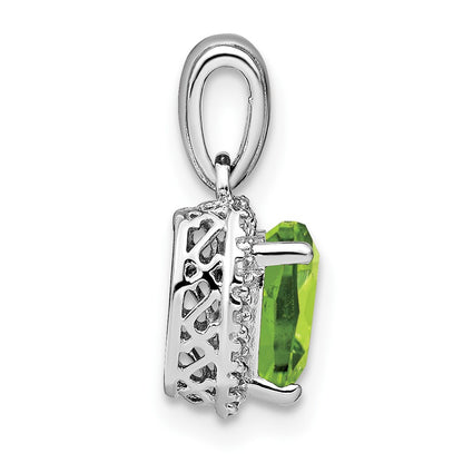Sterling Silver Peridot and Real Diamond Pendant