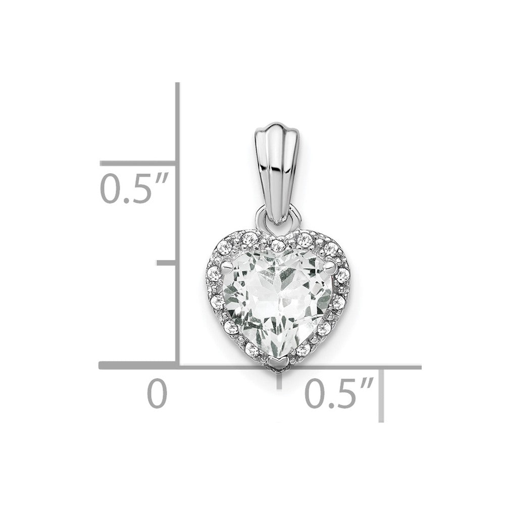 Sterling Silver White Topaz and Real Diamond Pendant