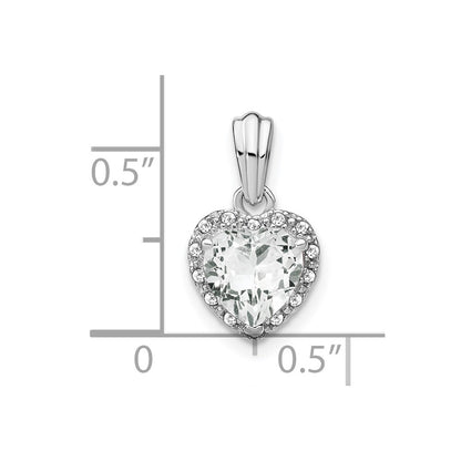 Sterling Silver White Topaz and Real Diamond Pendant