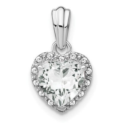 Sterling Silver White Topaz and Real Diamond Pendant