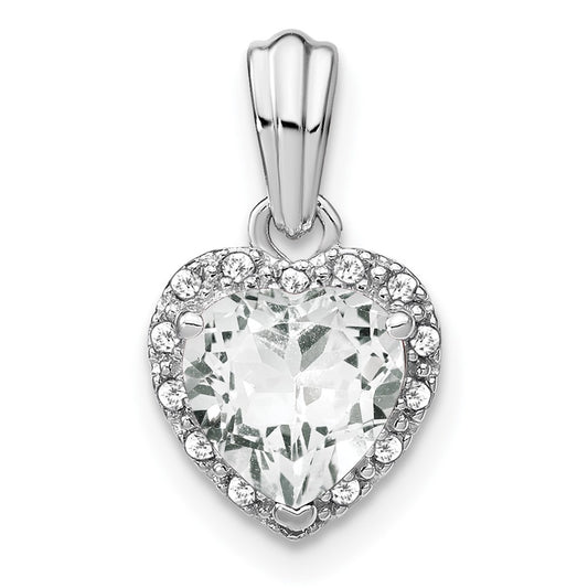 Sterling Silver White Topaz and Real Diamond Pendant