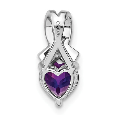 Sterling Silver Amethyst and Real Diamond Pendant