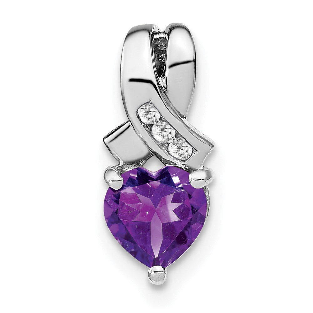 Sterling Silver Amethyst and Real Diamond Pendant