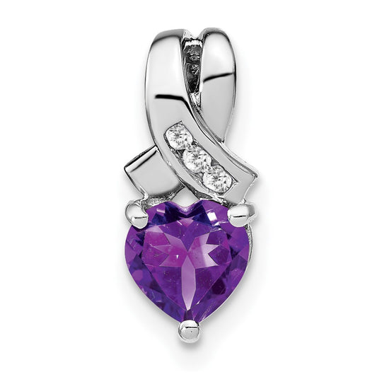 Sterling Silver Amethyst and Real Diamond Pendant