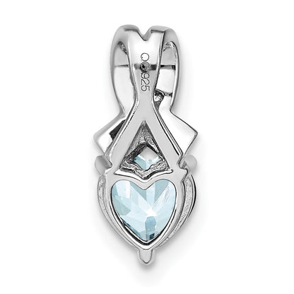 Sterling Silver Aquamarine and Real Diamond Pendant