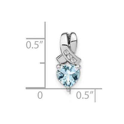 Sterling Silver Aquamarine and Real Diamond Pendant