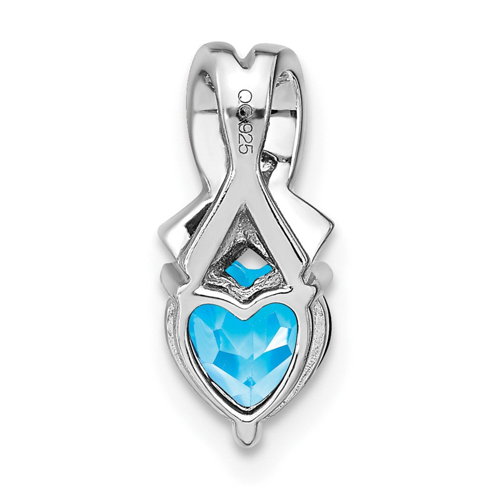 Sterling Silver Blue Topaz and Real Diamond Pendant