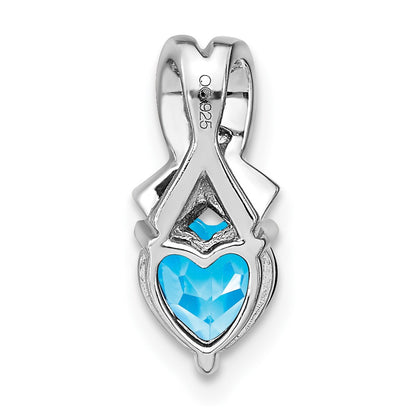 Sterling Silver Blue Topaz and Real Diamond Pendant
