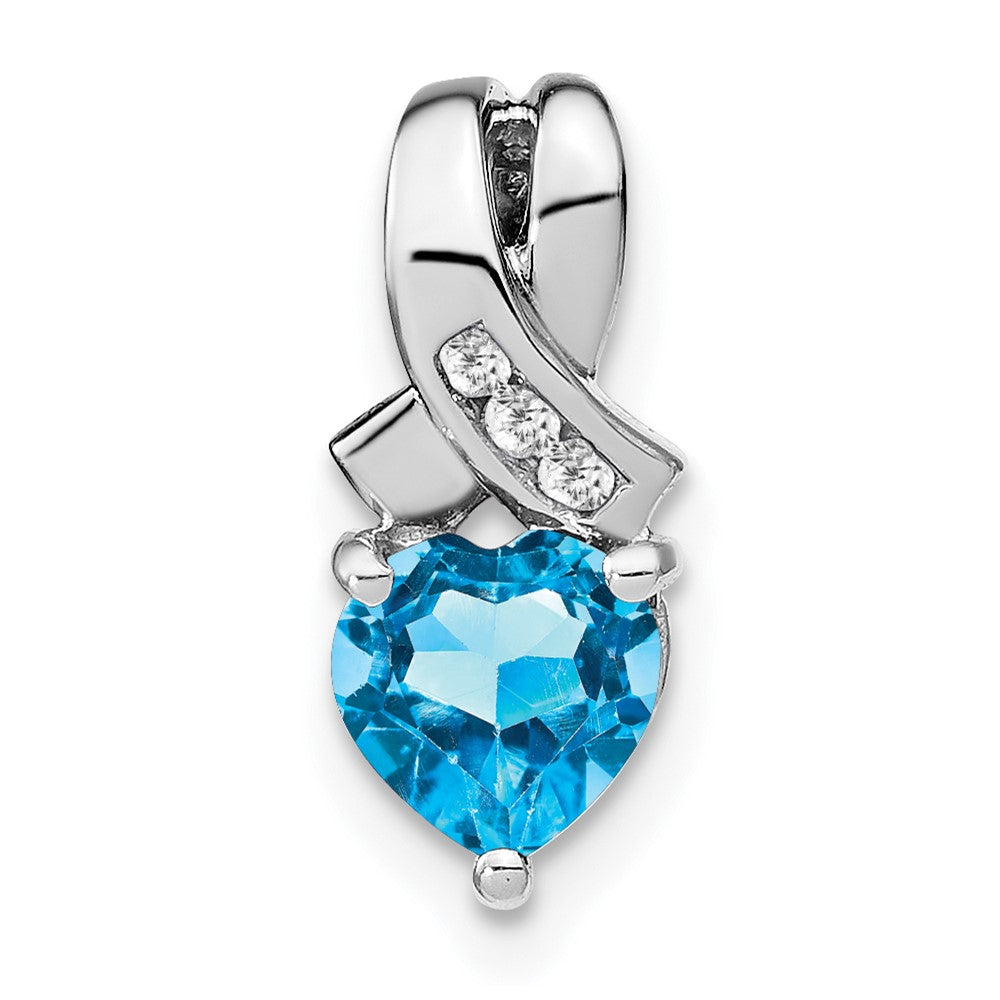 Sterling Silver Blue Topaz and Real Diamond Pendant