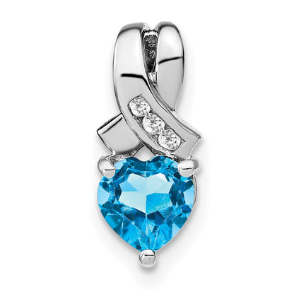 Sterling Silver Blue Topaz and Real Diamond Pendant