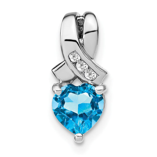 Sterling Silver Blue Topaz and Real Diamond Pendant