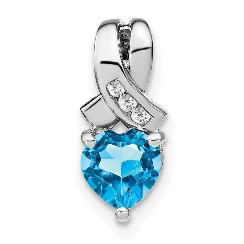 Sterling Silver Blue Topaz and Real Diamond Pendant