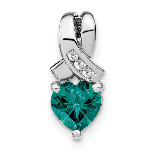 Sterling Silver Created Alexandrite and Real Diamond Pendant