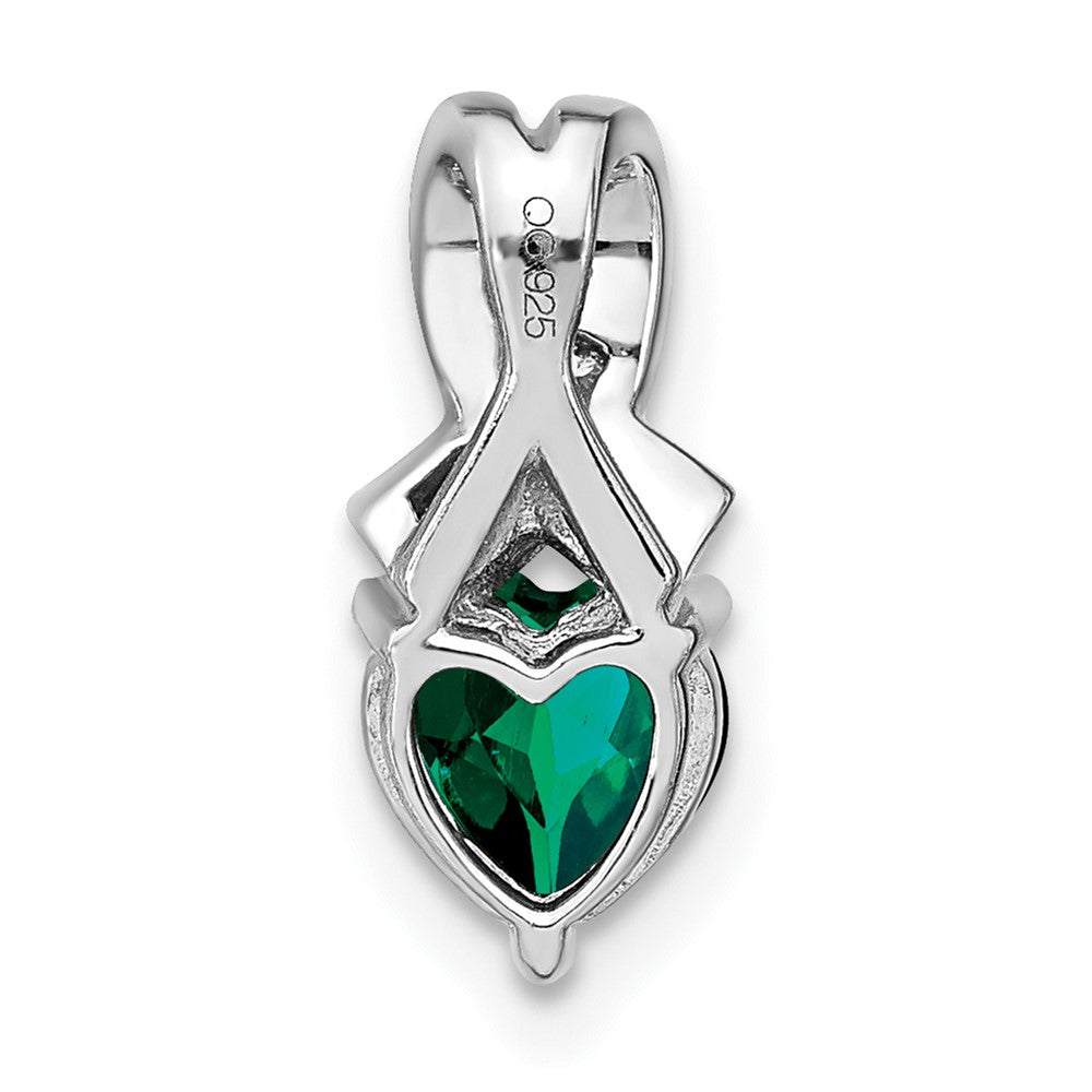 sterling silver created emerald and real diamond pendant pm7401 cem 003 ssa