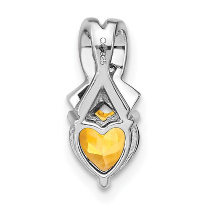 Sterling Silver Citrine and Real Diamond Pendant