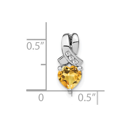 Sterling Silver Citrine and Real Diamond Pendant
