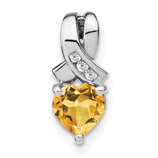 Sterling Silver Citrine and Real Diamond Pendant