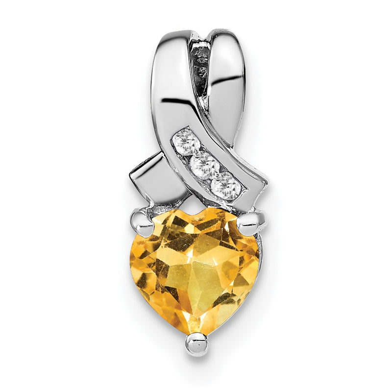 Sterling Silver Citrine and Real Diamond Pendant