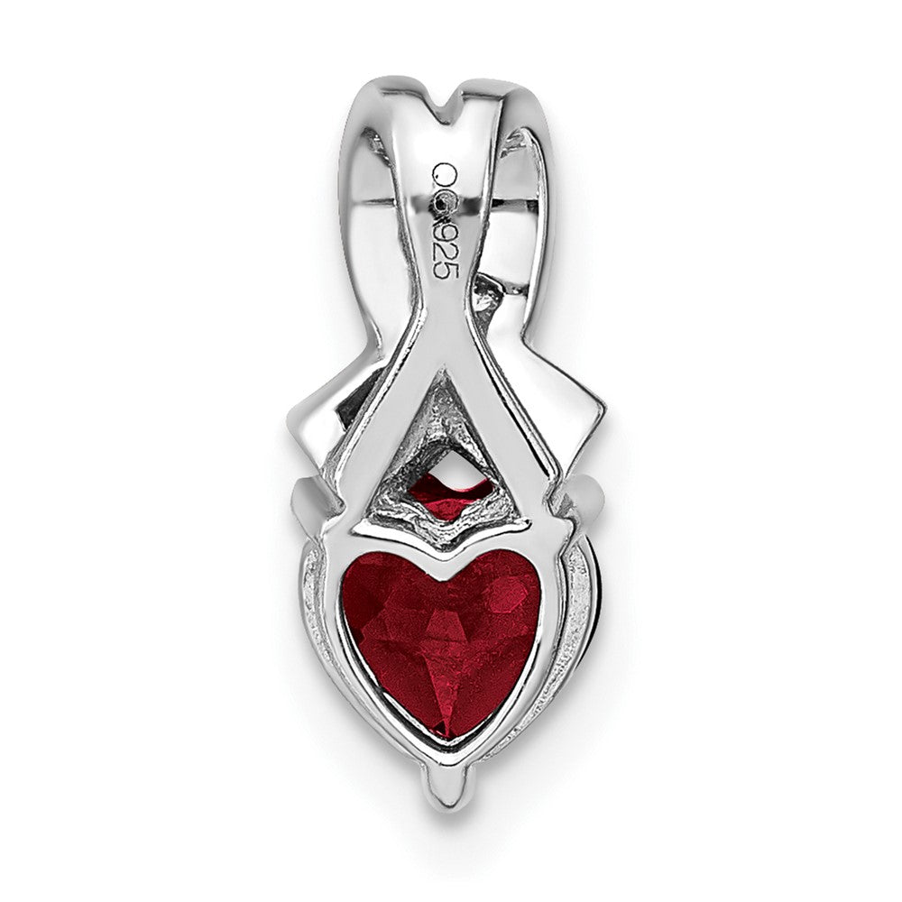 Sterling Silver Created Ruby and Real Diamond Pendant