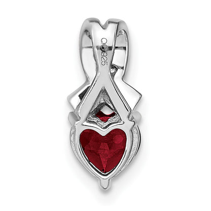 Sterling Silver Created Ruby and Real Diamond Pendant