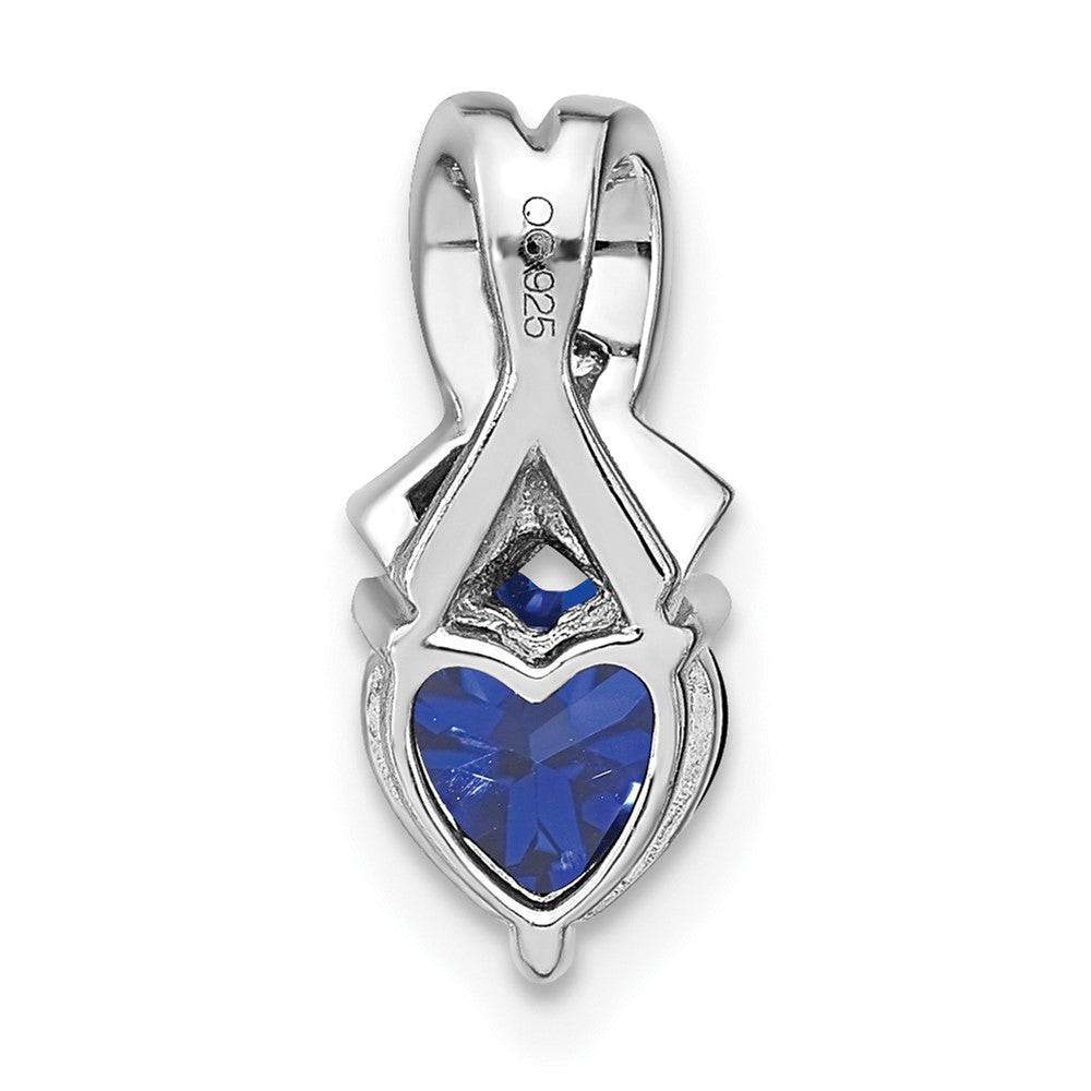 Sterling Silver Created Sapphire and Real Diamond Pendant