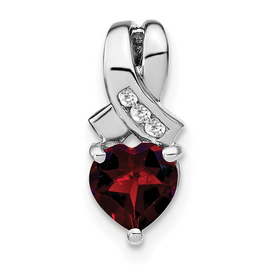 Sterling Silver Garnet and Real Diamond Pendant