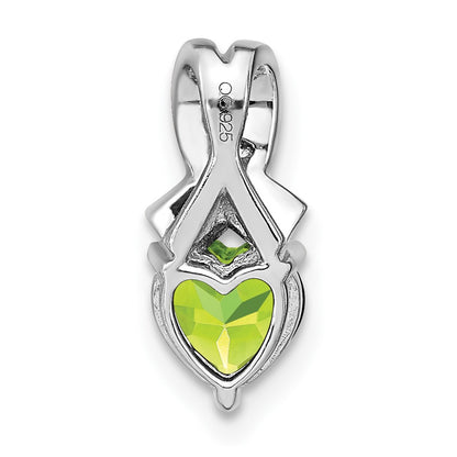 Sterling Silver Peridot and Real Diamond Pendant