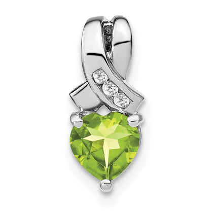 Sterling Silver Peridot and Real Diamond Pendant