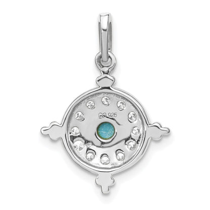 14k White Gold Turquoise and White Topaz Pendant