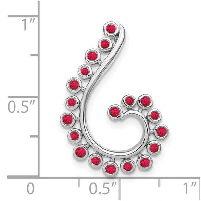 14k White Gold Ruby Swirl Chain Slide