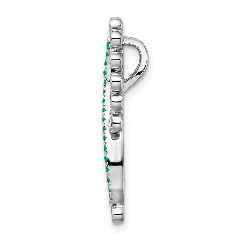 14k White Gold Emerald and Real Diamond Infinity Chain Slide