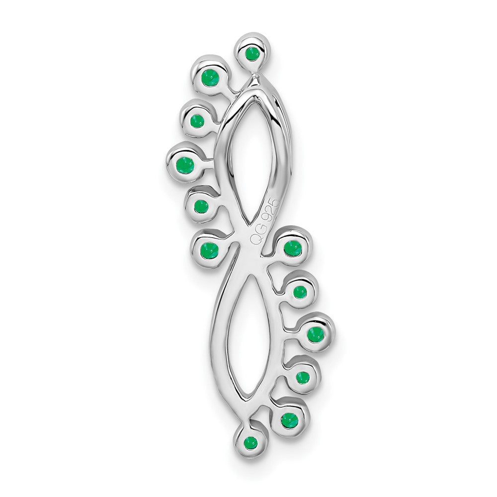 14k White Gold Emerald and Real Diamond Infinity Chain Slide