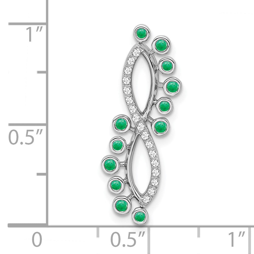 14k White Gold Emerald and Real Diamond Infinity Chain Slide