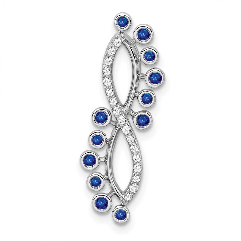 14k White Gold Sapphire and Real Diamond Infinity Chain Slide