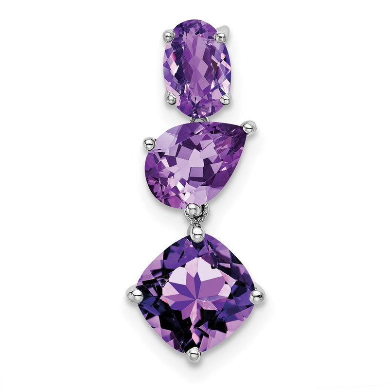 14k White Gold Amethyst Chain Slide