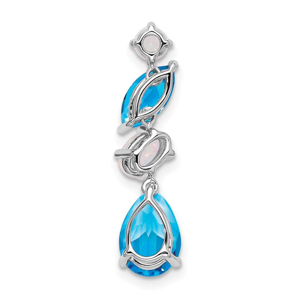 14k White Gold Blue Topaz and Opal Chain Slide