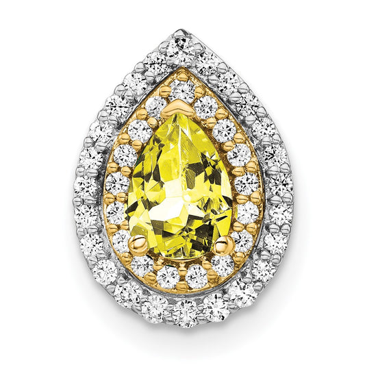 14k Two-Tone Gold Lab Grown Real Diamond & Created Yellow Sapphire Pendant