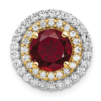 14k Two-Tone Gold Lab Grown Real Diamond & Created Ruby Pendant