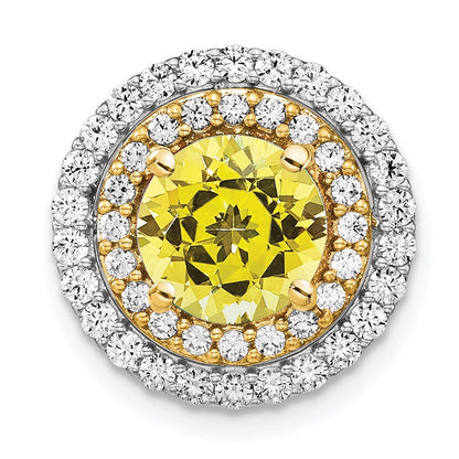 14k Two-Tone Gold Lab Grown Real Diamond & Created Yellow Sapphire Pendant