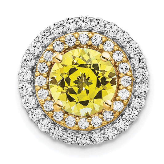 14k Two-Tone Gold Lab Grown Real Diamond & Created Yellow Sapphire Pendant
