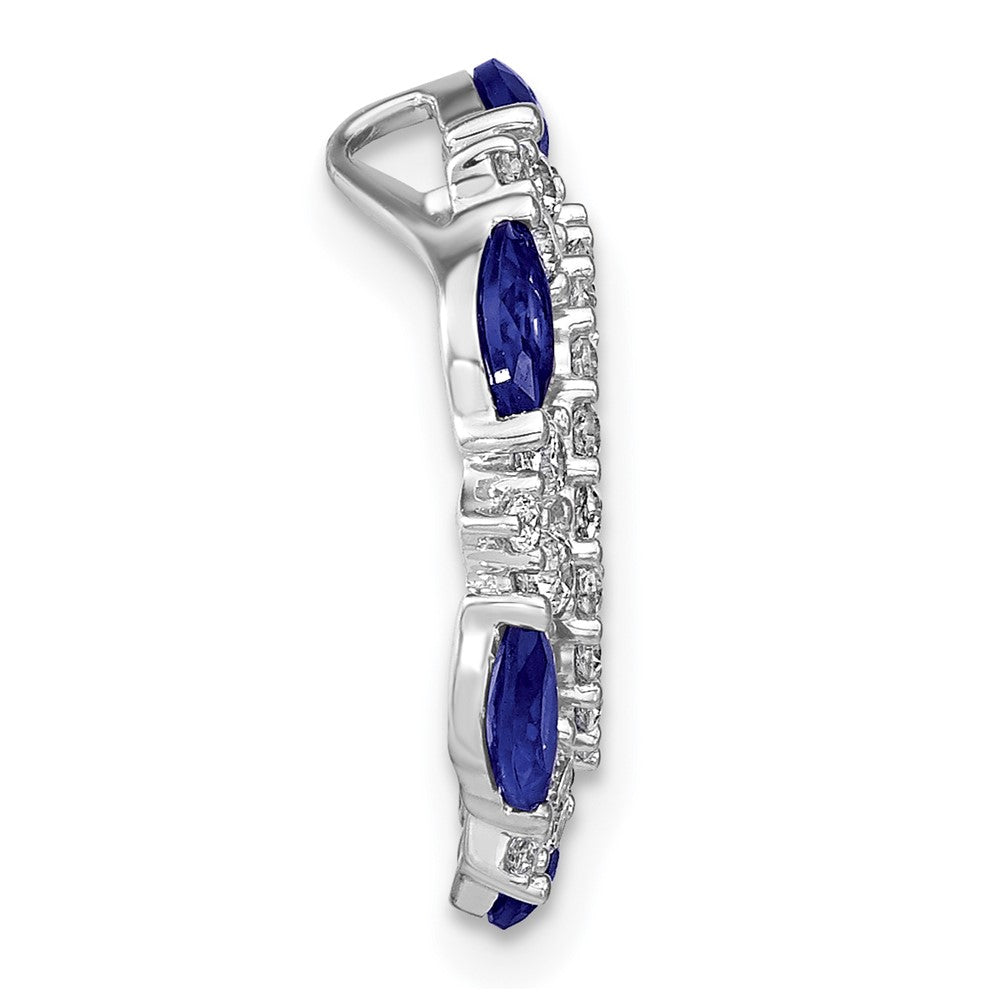 14K White GoldLab Grown Real Diamonds & Cr. Pink and Cr. Blue Sapphire Pendant